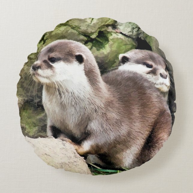 OTTERS ROUND PILLOW (Front)