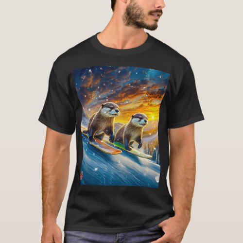 Otters Snowboarding Design By Rich AMeN Gill T_Shirt