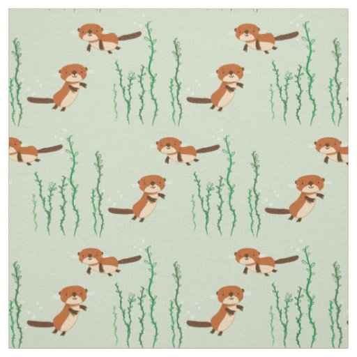 Otters Swimming Fabric