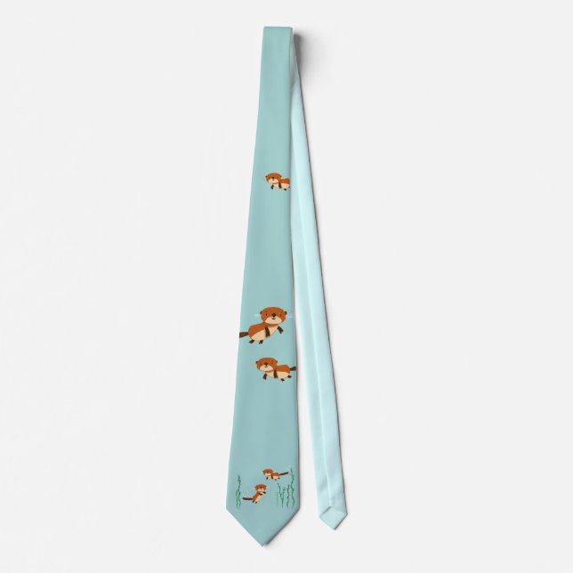 Otters Swimming Neck Tie (Front)
