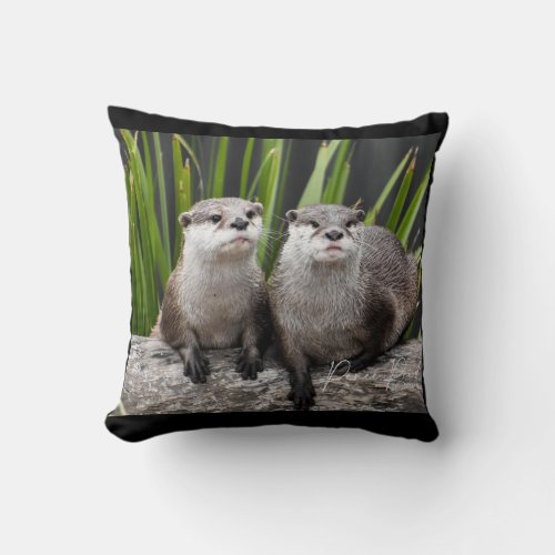 Otters Throw Pillow