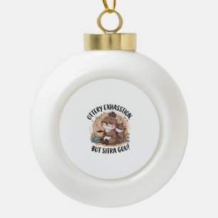 Ottery Expression Cute Sloth and Baby Ceramic Ball Christmas Ornament