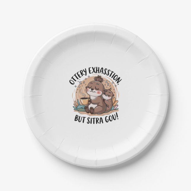 Ottery Expression Cute Sloth and Baby Paper Plates (Front)