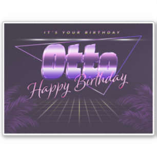 Otto Name First Name Purple Retro Sticker Birthday