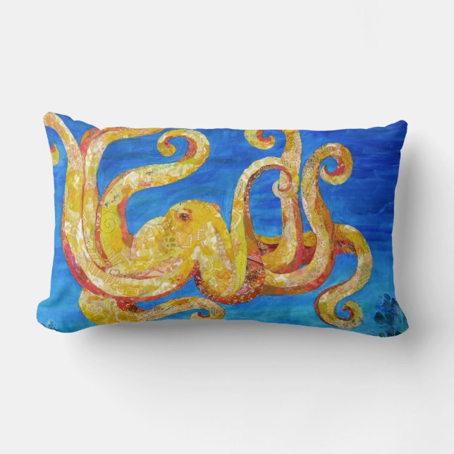 Otto - Octopus collage Lumbar Pillow (Front)