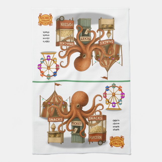 Otto’s circus snack shack kitchen towel (Vertical)