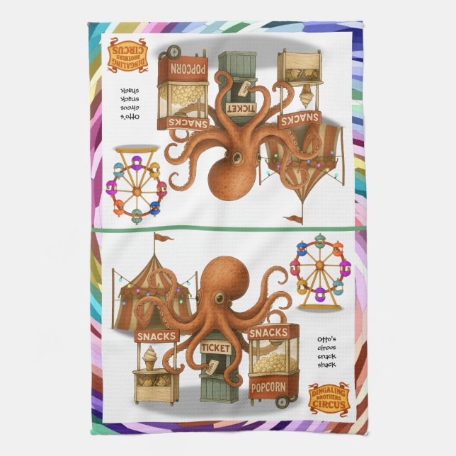 Otto’s circus snack shack kitchen towel (Vertical)