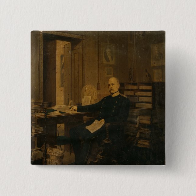 Otto von Bismarck in his Study Button (Front)