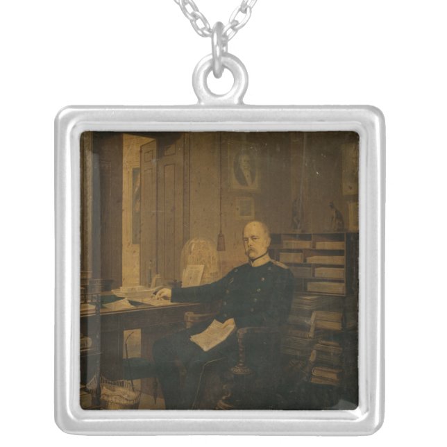 Otto von Bismarck in his Study Silver Plated Necklace (Front)