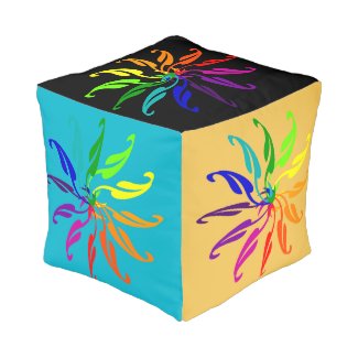 Ottoman (cube) - Color Wheel Leaves