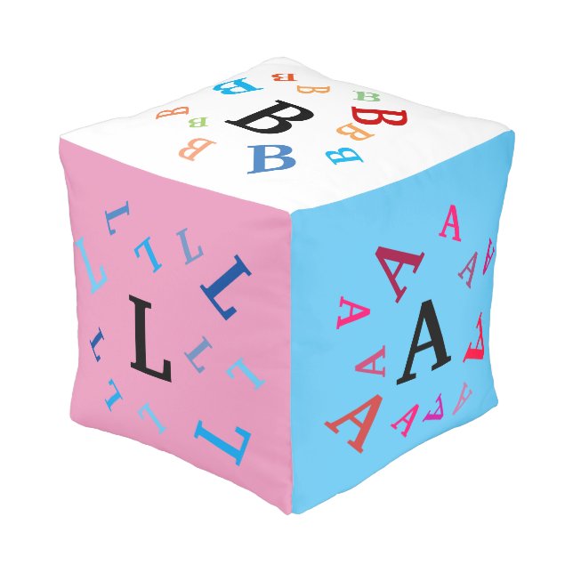 Ottoman (cube) - Customizable Jumbled Letters (Angled Front)