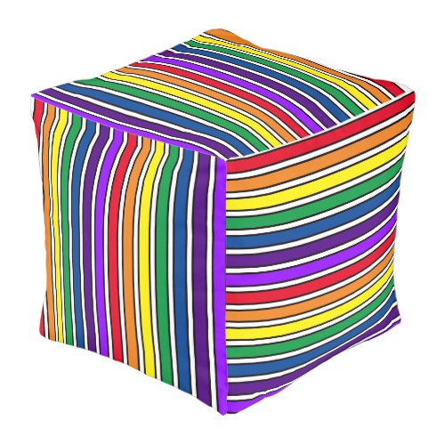 Ottomancube _ Rainbow Colored Bars Pouf