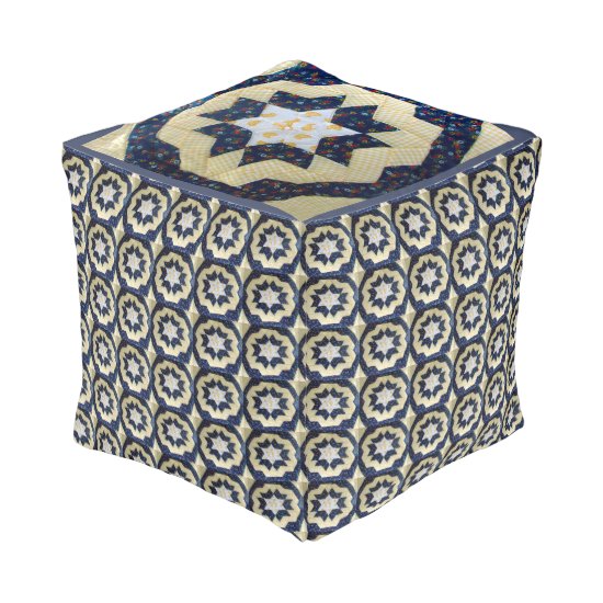 Ottoman (cube) - Star Flower Quilted Pattern