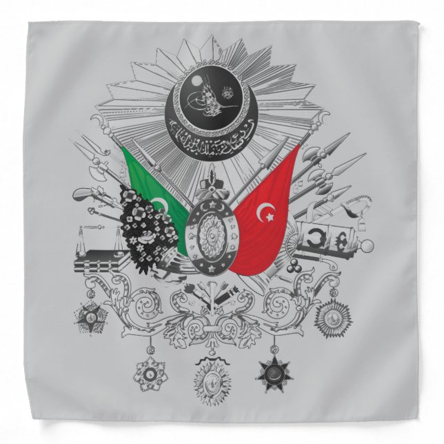 Ottoman Empire Grayscale Coat Of Arms Bandana (Front)