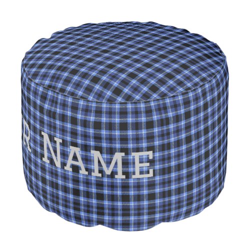 Ottoman in Black and Blue Plaid HAMbyWG