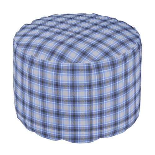 Ottoman in Black Blue and Gray Plaid HAMbyWG