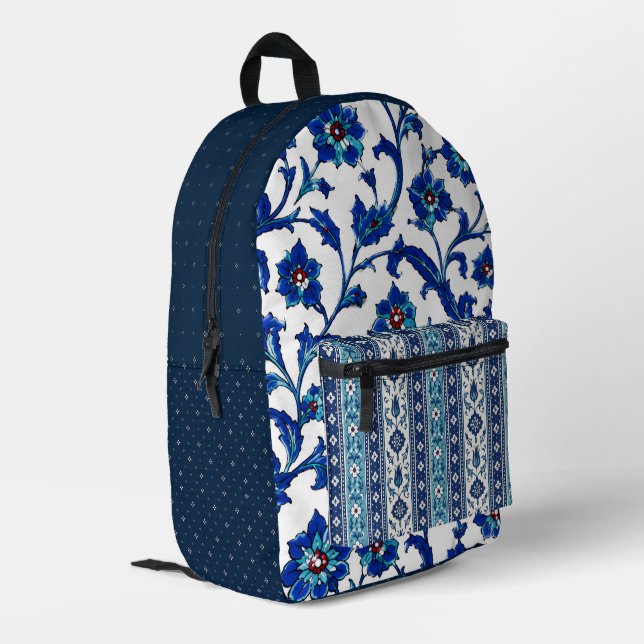 Ottoman & Japanese Inspired Artisan Textile Printed Backpack (Back Corner Left)