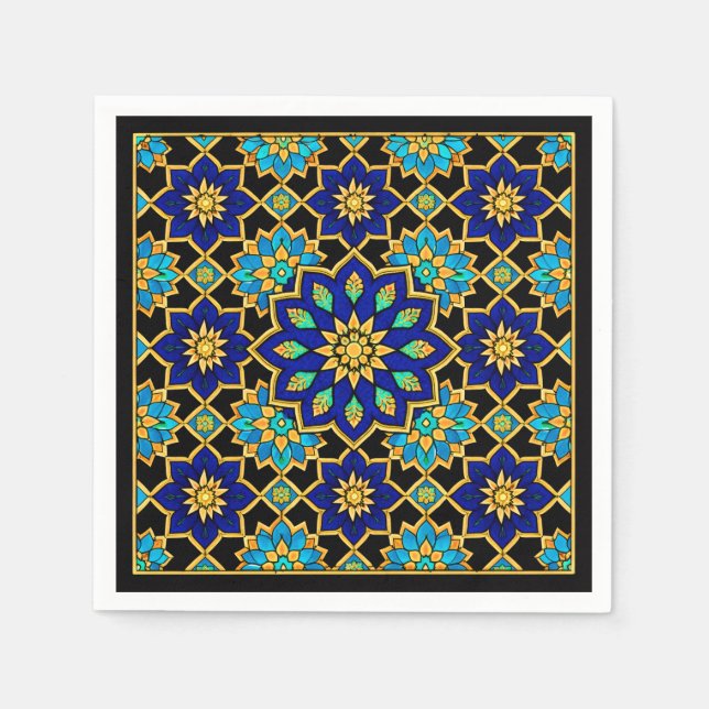 Ottoman Style History Design Blue  Napkins (Front)