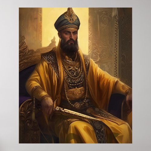 Ottoman Sultan On A Golden Throne Poster