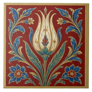 Ottoman Tulip Floral Saz Mural Ceramic Tile