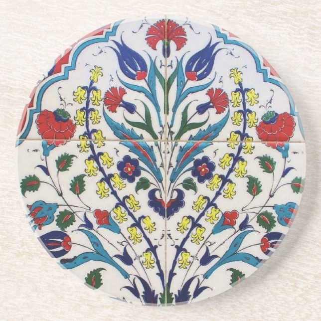 Ottoman Turkey Arabesque Old Tile Sandstone Coaster (Front)