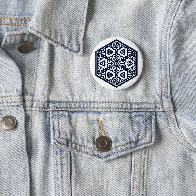 Ottoman turkish blue ware tracery design button (In Situ)