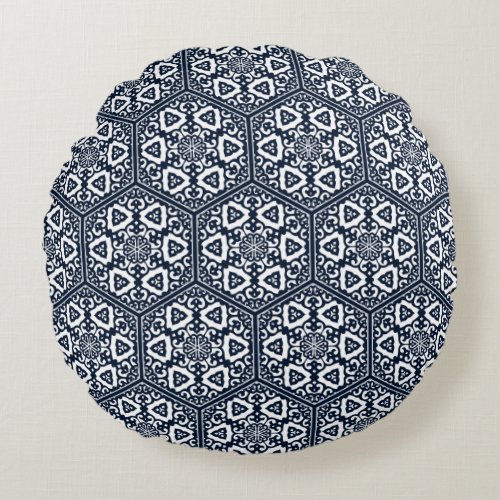 Ottoman turkish blue ware tracery design round pillow