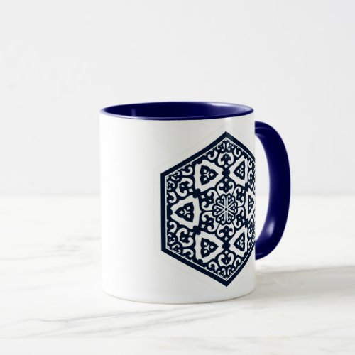 Ottoman Turkish blue ware tracery Oriental design Mug