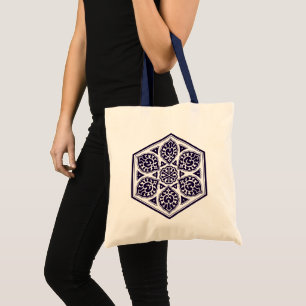 Ottoman Turkish White Blue Ware Rosette Design Tote Bag