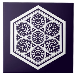 Ottoman Turkish White blue ware rosette Oriental Ceramic Tile