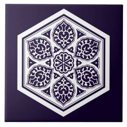 Ottoman Turkish White blue ware rosette Oriental Ceramic Tile