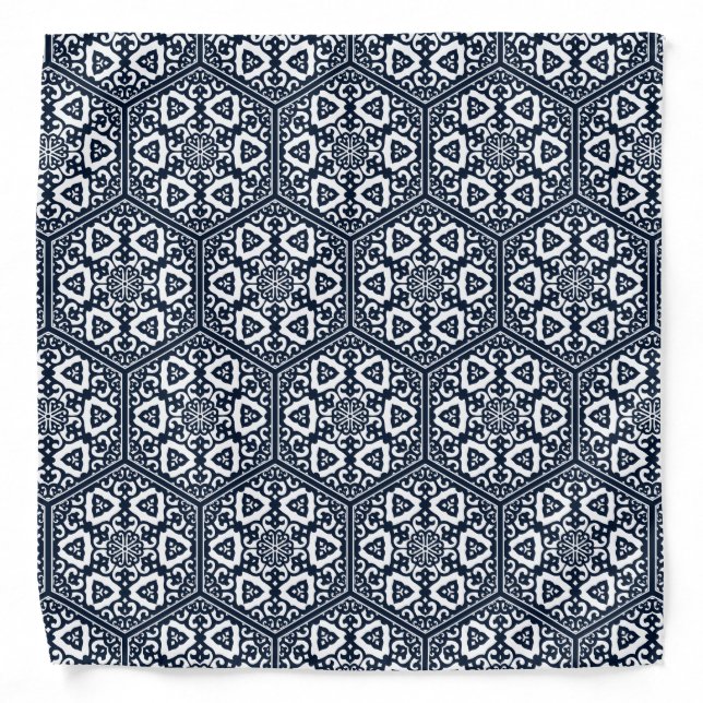 Ottoman White Blue Ware traditional Turkish design Bandana (Front)