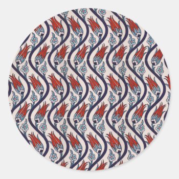 Ottomans Tulip Pattern / Tile Art Classic Round Sticker by GrooveMaster at Zazzle