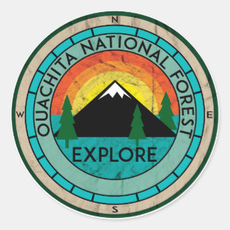 OUACHITA NATIONAL FOREST ARKANSAS HOT SPRINGS LAKE CLASSIC ROUND STICKER