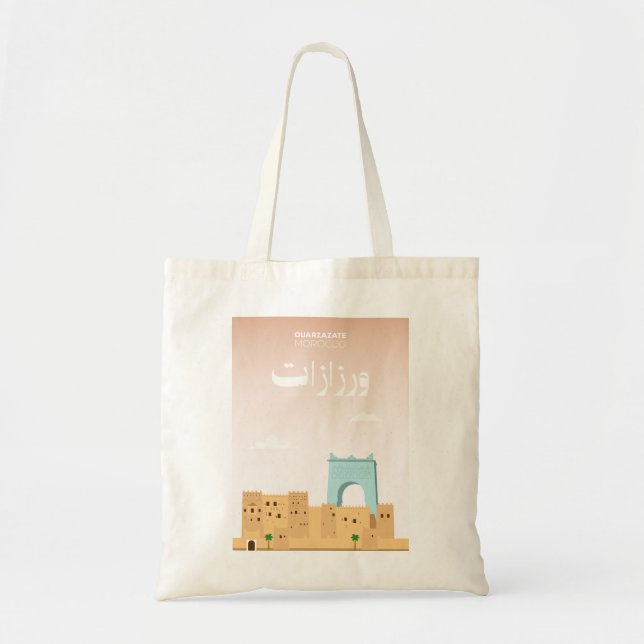 Ouarzazate Art – Illustrated Morocco City Design Tote Bag (Front)