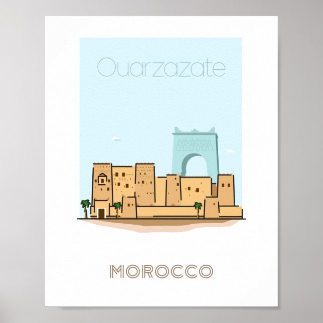 Ouarzazate city travel poster - morocco travel (Front)