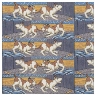 OUCH! dog bites dog novelty print Fabric