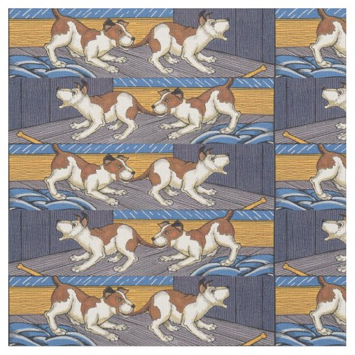 OUCH! dog bites dog novelty print Fabric
