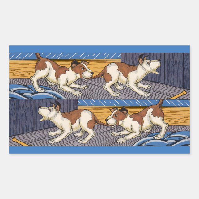 OUCH! dog bites dog Rectangular Sticker (Front)