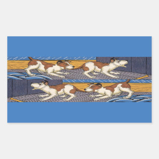 OUCH! dog bites dog Rectangular Sticker