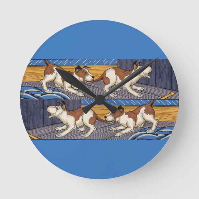 OUCH! dog bites dog Round Clock (Front)