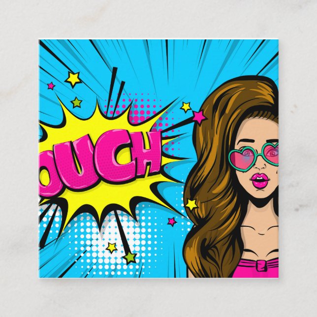  Ouch girl Square Business Card (Front)