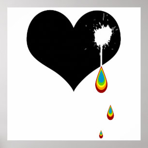 ouch. rainbow heart. poster