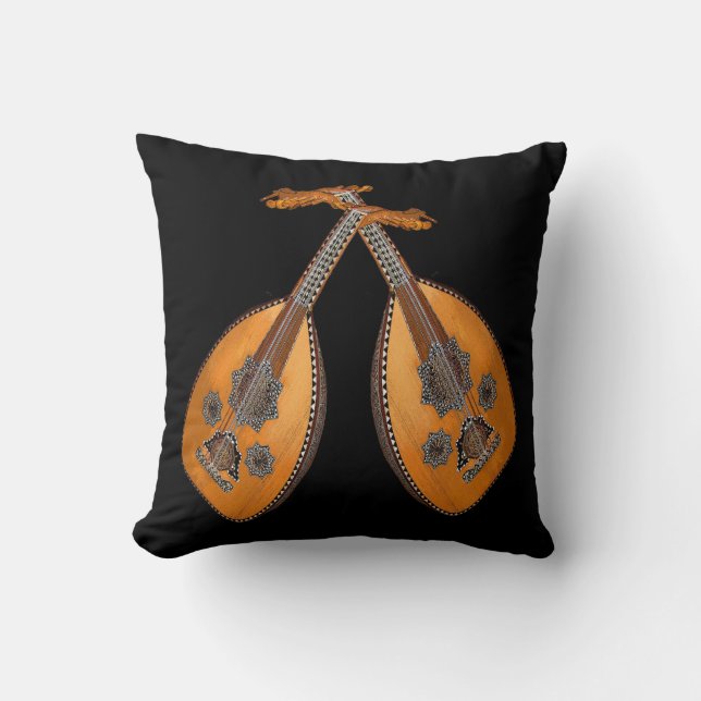 Oud Music Instrument Outdoor Pillow (Front)