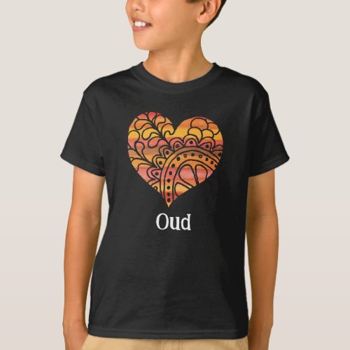 Oud Sunshine Yellow Orange Mandala Heart T-Shirt