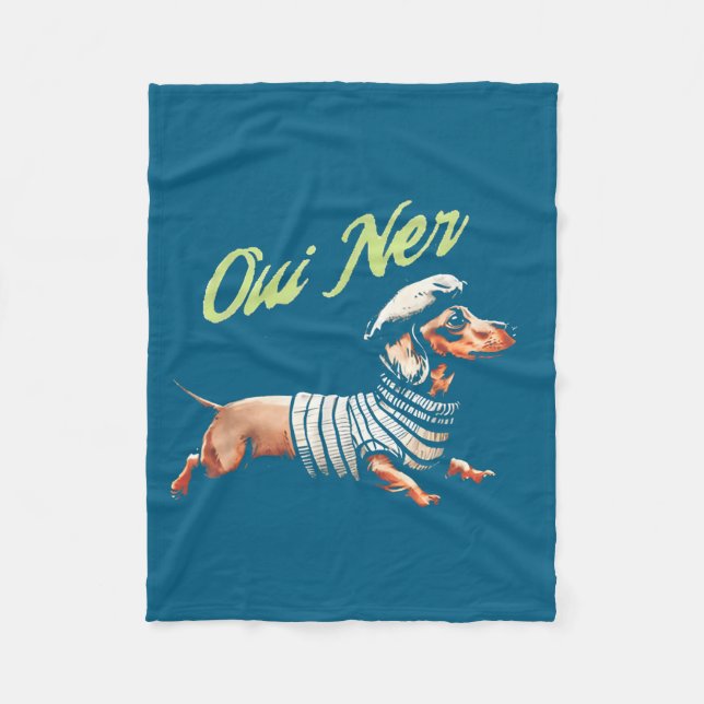 Oui Ner Funny Dachshund Wiener Dog French Humor  Fleece Blanket (Front)