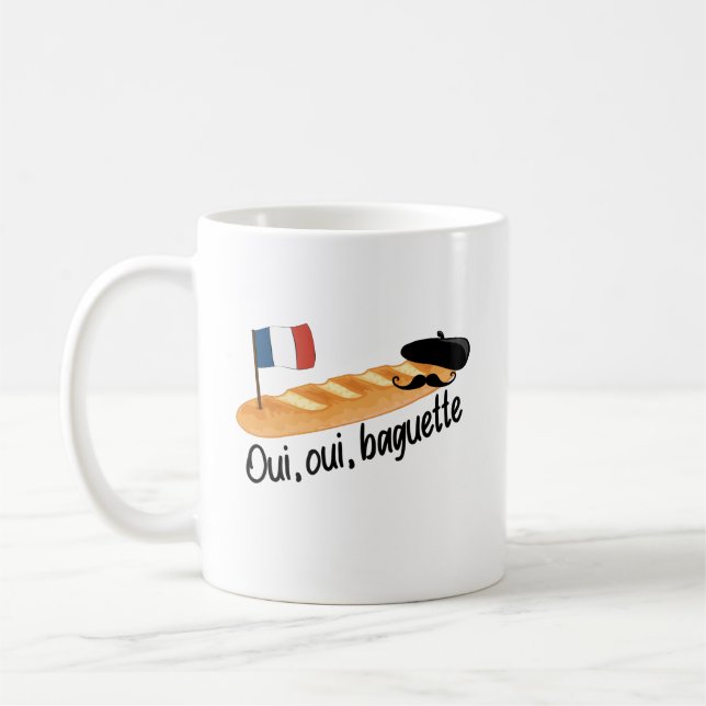 Oui Oui Baguette - Funny French Food Coffee Mug (Left)