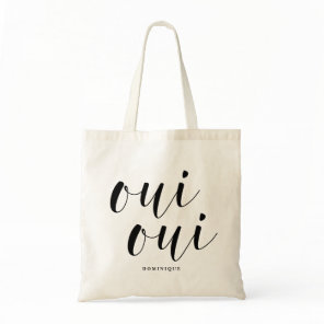 Oui Oui Black Modern Calligraphy Personalized Tote Bag