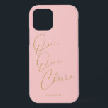 Oui Oui Chérie French Quote Chic Funny Blush Pink iPhone 12 Case<br><div class="desc">Oui Oui Chérie! This blush pink rosé phone case with the playful french phrase for “Yes My Darling" is a nice gift for someone you cherish,  french lovers,  francophiles or for yourself! Customize it with your name on the bottom. All colors and font of the name tag are customizeable.</div>