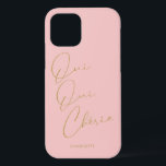 Oui Oui Chérie French Quote Chic Funny Blush Pink iPhone 12 Case<br><div class="desc">Oui Oui Chérie! This blush pink rosé phone case with the playful french phrase for “Yes My Darling" is a nice gift for someone you cherish,  french lovers,  francophiles or for yourself! Customize it with your name on the bottom. All colors and font of the name tag are customizeable.</div>